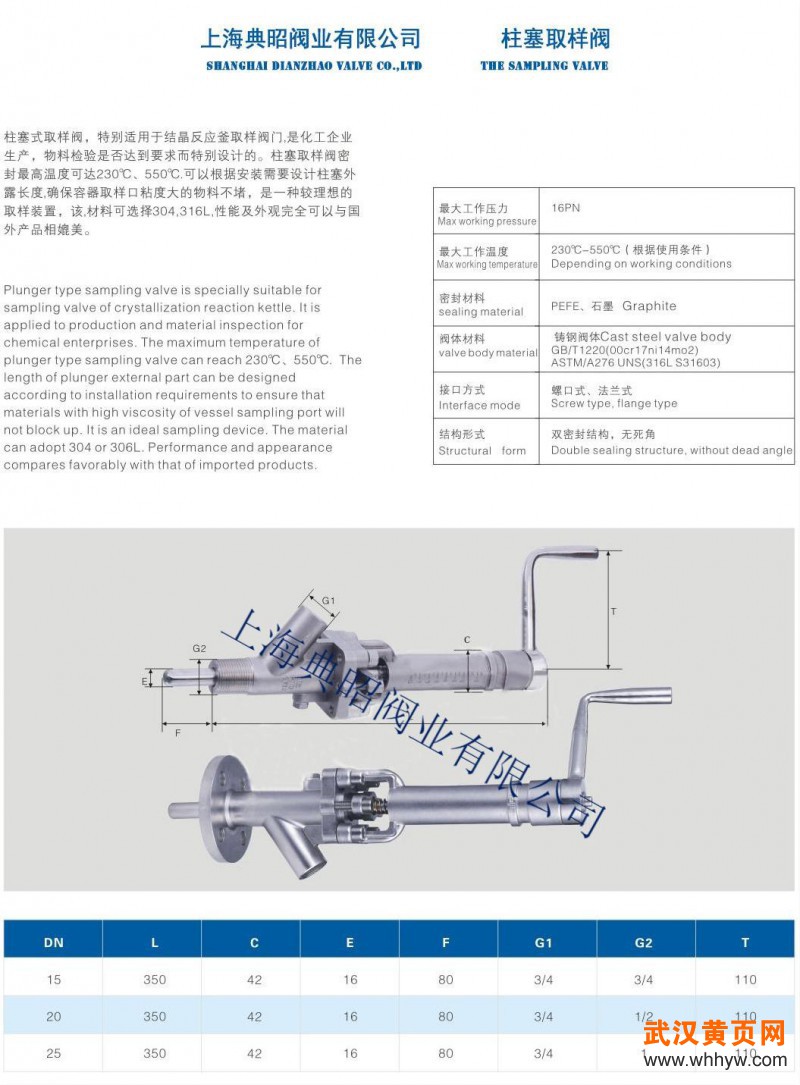 取樣閥參數